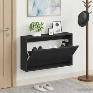 Imagine vidaXL Dulap pentru pantofi montat pe perete EDE 71 x 17 x 43 cm Negru