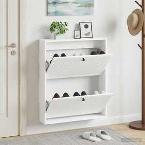 Imagine vidaXL Dulap pentru pantofi montat pe perete EDE 71 x 17 x 86 cm Alb