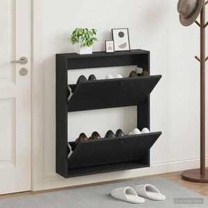 Imagine vidaXL Dulap pentru pantofi montat pe perete EDE 71 x 17 x 86 cm Negru