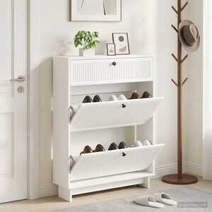 Imagine vidaXL Dulap pentru pantofi EDE 78 x 24 x 103 cm Lemn prelucrat Alb