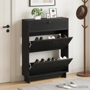 Imagine vidaXL Dulap pentru pantofi EDE 78 x 24 x 103 cm Lemn prelucrat Negru