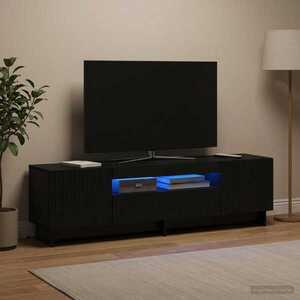 Imagine vidaXL Cabinet TV cu LED Negru Lemn prelucrat