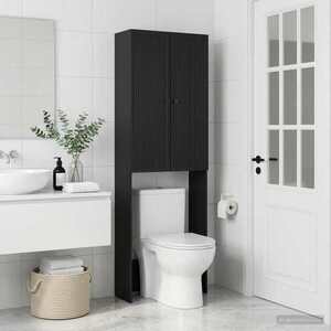Imagine vidaXL Dulap pentru toaletă EDE Negru 66 x 25, 5 x 190 cm