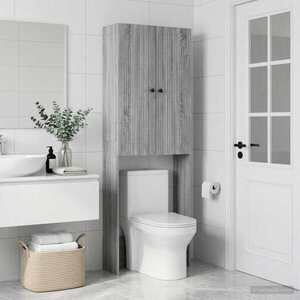 Imagine vidaXL Dulap pentru toaletă EDE Sonoma gri 66 x 25, 5 x 190 cm