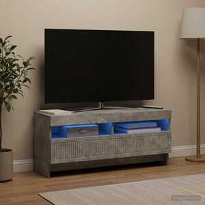 Imagine vidaXL Cabinet TV cu LED Gri Beton Lemn prelucrat