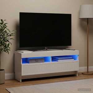 Imagine vidaXL Cabinet TV cu LED Alb foarte lucios Lemn prelucrat