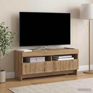 Imagine vidaXL Cabinet TV cu LED Stejar Artizanal Lemn prelucrat