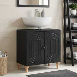 Imagine vidaXL Dulap pentru Chiuveta de Baie ALKMAAR Negru 59, 5 x 31, 5 x 59 cm