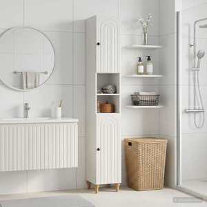 Imagine vidaXL Cabinet de Baie cu Raft Deschis ALKMAAR Alb 30 x 31 x 190 cm