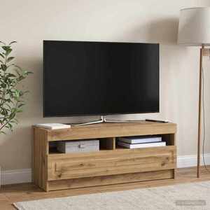 Imagine vidaXL Cabinet TV cu LED Stejar Artizanal Lemn prelucrat