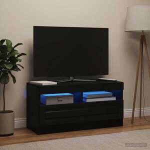 Imagine vidaXL Cabinet TV cu LED Negru Lemn prelucrat