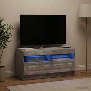 Imagine vidaXL Cabinet TV cu LED Gri Beton Lemn prelucrat