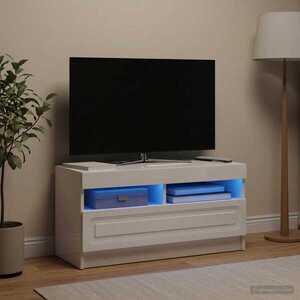 Imagine vidaXL Cabinet TV cu LED Alb foarte lucios Lemn prelucrat