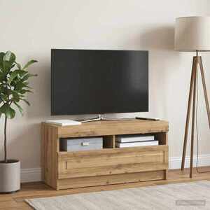 Imagine vidaXL Cabinet TV cu LED Stejar Artizanal Lemn prelucrat