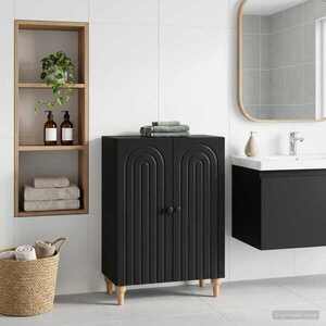 Imagine vidaXL Dulap de Depozitare pentru Baie ALKMAAR Negru 59, 5 x 31 x 80 cm