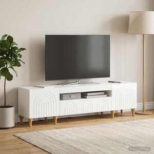 Imagine vidaXL Cabinet TV cu LED Alb foarte lucios Lemn prelucrat