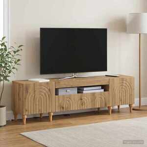 Imagine vidaXL Cabinet TV cu LED ALKMAAR Stejar Artizanal Lemn prelucrat