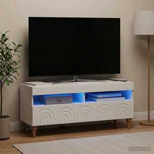Imagine vidaXL Cabinet TV cu LED Alb foarte lucios Lemn prelucrat