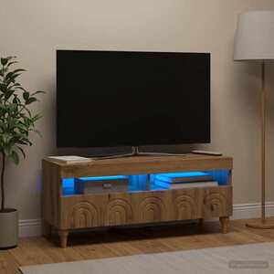 Imagine vidaXL Cabinet TV cu LED Stejar Artizanal Lemn prelucrat