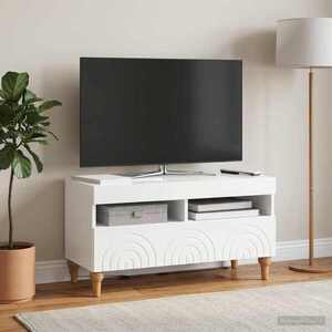 Imagine vidaXL Cabinet TV cu LED Alb foarte lucios Lemn prelucrat