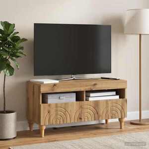 Imagine vidaXL Cabinet TV cu LED Stejar Artizanal Lemn prelucrat