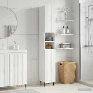 Imagine vidaXL Cabinet de Baie cu Raft Deschis ZWOLLE Alb 30 x 31 x 189, 5 cm