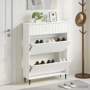 Imagine vidaXL Dulap pentru pantofi ZWOLLE 78 x 24 x 103 cm Lemn prelucrat Alb