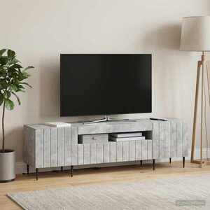 Imagine vidaXL Cabinet TV cu LED Gri Beton Lemn prelucrat