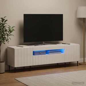 Imagine vidaXL Cabinet TV cu LED Alb foarte lucios Lemn prelucrat