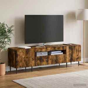 Imagine vidaXL Cabinet TV cu LED ZWOLLE Stejar fumuriu Lemn prelucrat