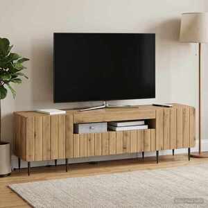 Imagine vidaXL Cabinet TV cu LED Stejar Artizanal Lemn prelucrat