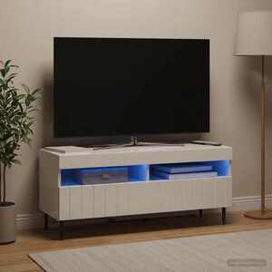 Imagine vidaXL Cabinet TV cu LED Alb foarte lucios Lemn prelucrat