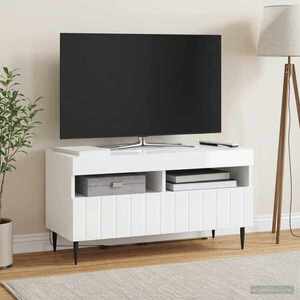 Imagine vidaXL Cabinet TV cu LED Alb foarte lucios Lemn prelucrat
