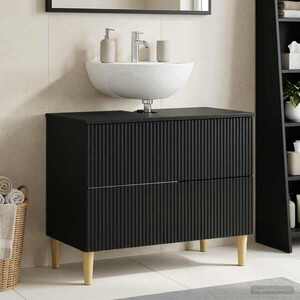 Imagine vidaXL Dulap pentru Chiuveta de Baie ARNHEM Negru 82 x 41 x 59 cm