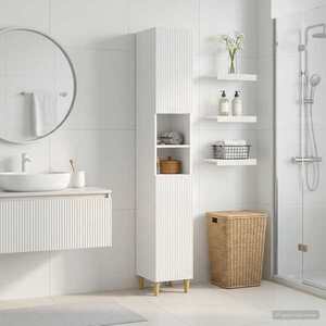 Imagine vidaXL Cabinet de Baie cu Raft Deschis ARNHEM Alb 30 x 31 x 190 cm