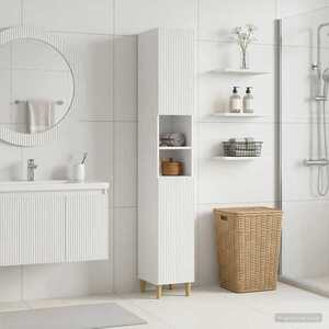 Imagine vidaXL Cabinet de Baie cu Raft Deschis ARNHEM Alb foarte lucios
