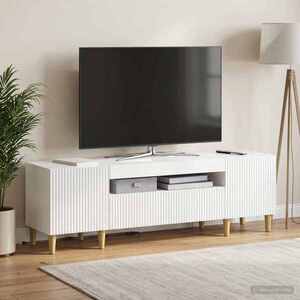 Imagine vidaXL Cabinet TV cu LED Alb foarte lucios Lemn prelucrat