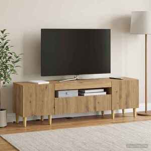 Imagine vidaXL Cabinet TV cu LED Stejar Artizanal Lemn prelucrat
