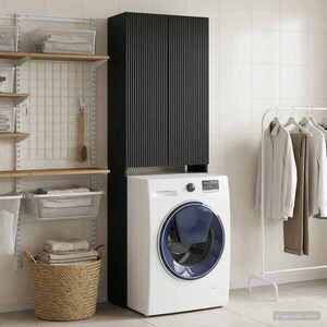 Imagine vidaXL Dulap pentru toaletă ARNHEM Negru 66 x 25, 5 x 190 cm