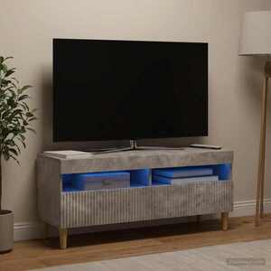 Imagine vidaXL Cabinet TV cu LED Gri Beton Lemn prelucrat
