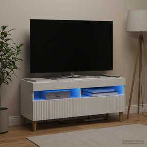 Imagine vidaXL Cabinet TV cu LED Alb foarte lucios Lemn prelucrat