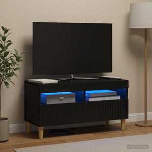 Imagine vidaXL Cabinet TV cu LED Negru Lemn prelucrat