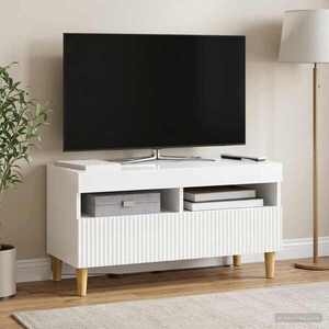 Imagine vidaXL Cabinet TV cu LED Alb foarte lucios Lemn prelucrat