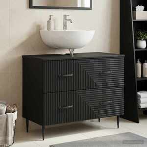 Imagine vidaXL Dulap pentru Chiuveta de Baie HAARLEM Negru 82 x 41 x 58, 5 cm