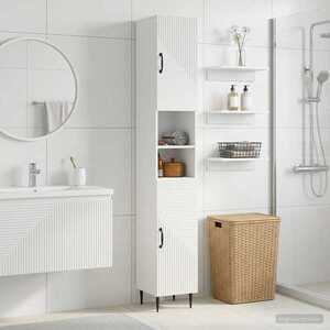 Imagine vidaXL Cabinet de Baie cu Raft Deschis HAARLEM Alb 30 x 31 x 190 cm