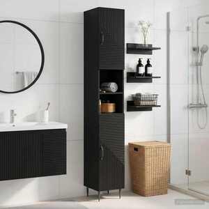 Imagine vidaXL Cabinet de Baie cu Raft Deschis HAARLEM Negru 30 x 31 x 190 cm