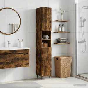 Imagine vidaXL Cabinet de Baie cu Raft Deschis HAARLEM Stejar fumuriu