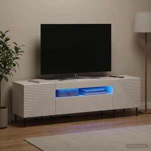 Imagine vidaXL Cabinet TV cu LED Alb foarte lucios Lemn prelucrat