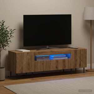 Imagine vidaXL Cabinet TV cu LED Stejar Artizanal Lemn prelucrat