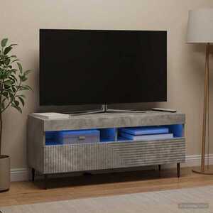 Imagine vidaXL Cabinet TV cu LED Gri Beton Lemn prelucrat